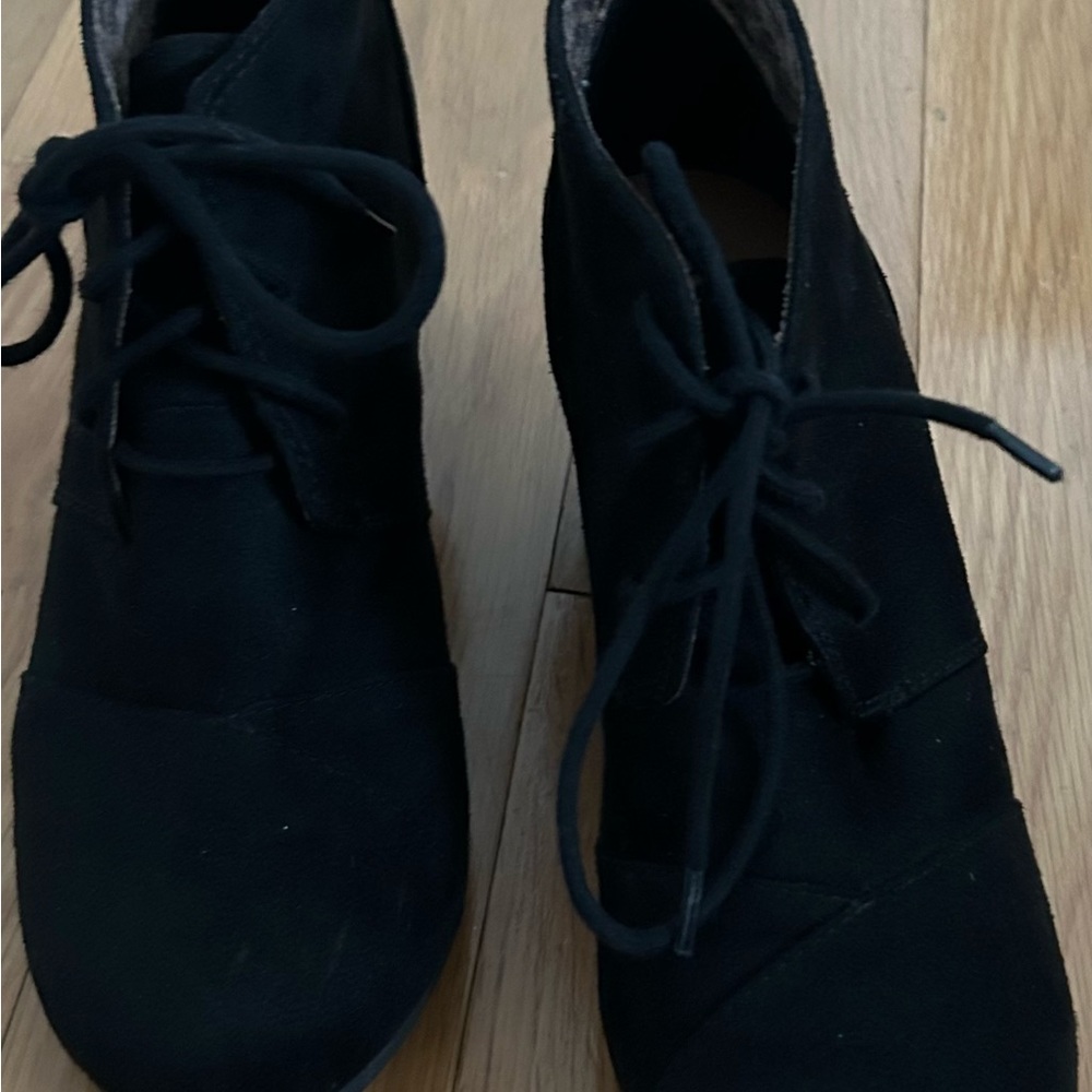Black lace up wedges - Picture 3 of 5